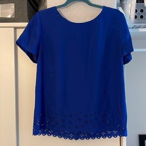 J Crew relaxed fit tip with laser cut flower details